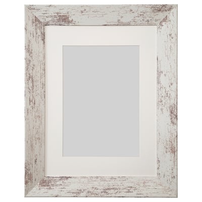 PLOMMONTRÄD white wooden frame, rustic finish, square shape, fits various picture sizes.