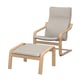 POÄNG Armchair and footstool, oak/Knisa light beige