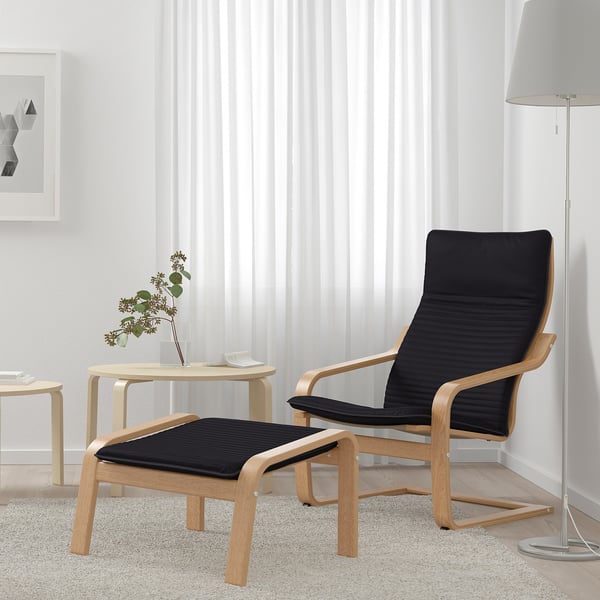 POÄNG Footstool, oak/Knisa black