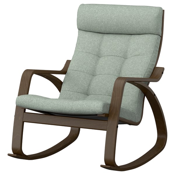 POÄNG Rocking-chair, walnut effect/Gunnared light green