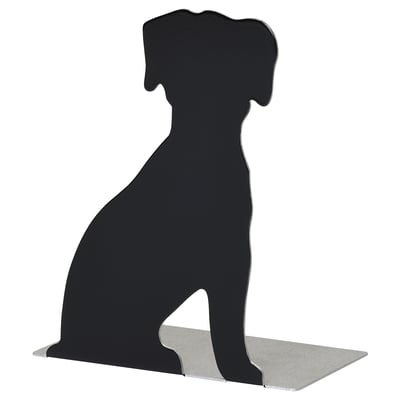 PORTVAKT black dog bookend, aluminium, sitting shape, flat base, decor item.