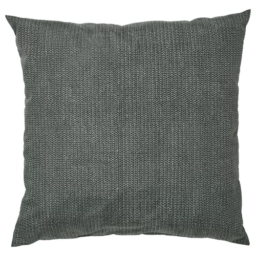 Square PROFETBLOMMA throw pillow, anthracite with subtle pattern, recycled polyester.