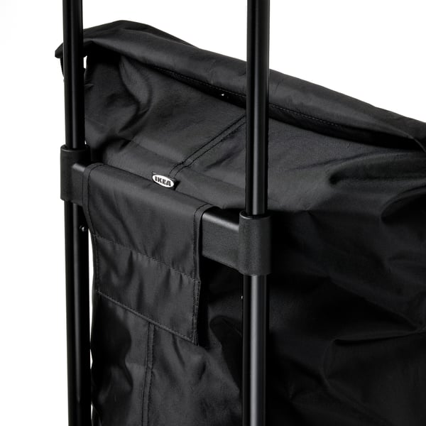 Black RADARBULLE shopping bag on metal frame; sturdy, adjustable handle visible, showing high-quality fabric and robust construction.