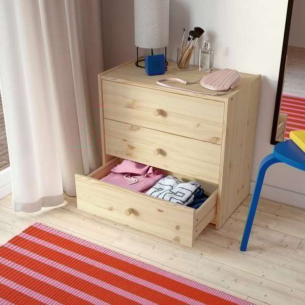 RAST Chest of 3 drawers, pine, 60x59 cm