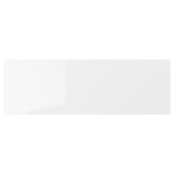 RINGHULT white glossy kitchen drawer, sleek modern design, durable high-gloss foil front, straight lines.