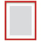 Option: Red RÖDALM picture frame with grey inner mat, rectangular, simple design.