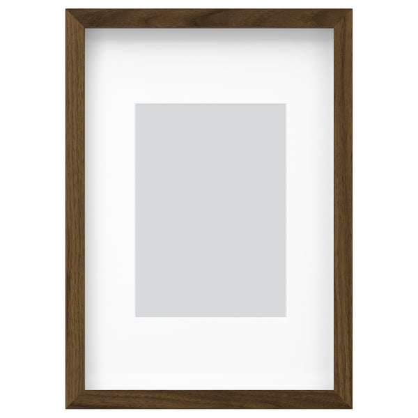 Empty wooden photo frame with white mat, modern design, horizontal or vertical display.