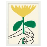 RÖDALM white picture frame with yellow flower design, fiberboard, and plastic front protection.