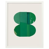 A RÖDALM frame with green abstract art, featuring varying shades and shapes, and front plastic protection.