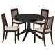 Extendable rosenthal table with 4 beige chairs, slatted backs, & cushioned seats. Ideal for small spaces & extra seating.