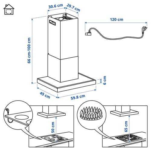 Illustration with measurements for the product: RULLBO.