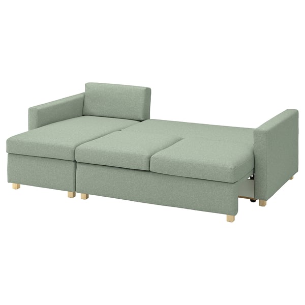 SALTSJÖBADEN Cover for 3-seat sofa-bed w chs lng, Gunnared light green
