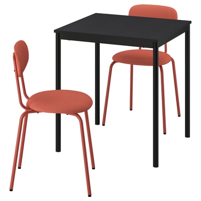 SANDSBERG Table and 2 chairs, black black/Remmarn red-brown red-brown, 67x67 cm