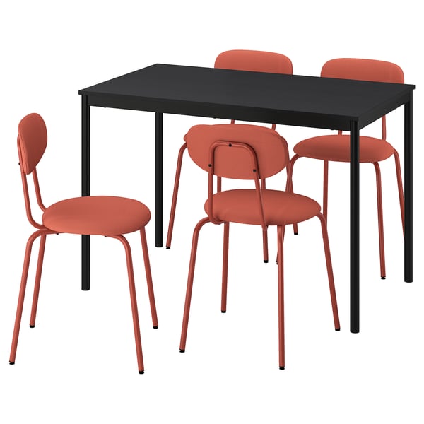 SANDSBERG Table and 4 chairs, black black/Remmarn red-brown red-brown, 110x67 cm