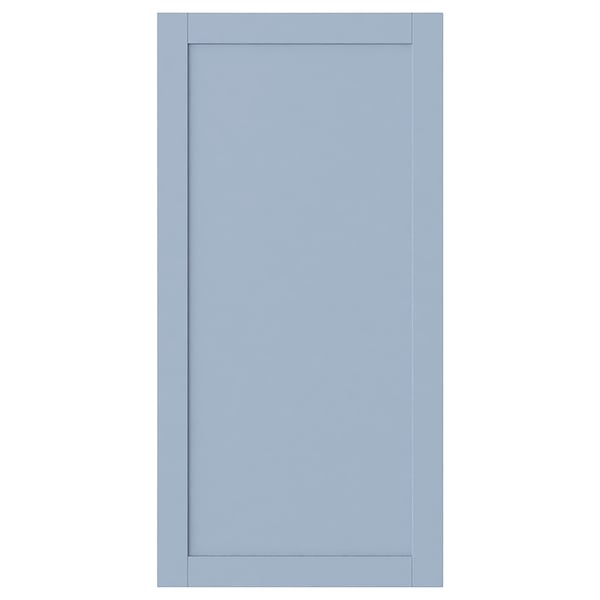 SANNIDAL blue cabinet door, rectangular, sleek, wooden with smooth foil finish, simple design.