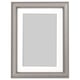 Option: Silverhojden picture frame, silver, rectangular, with white mat, suitable for wall or table display.
