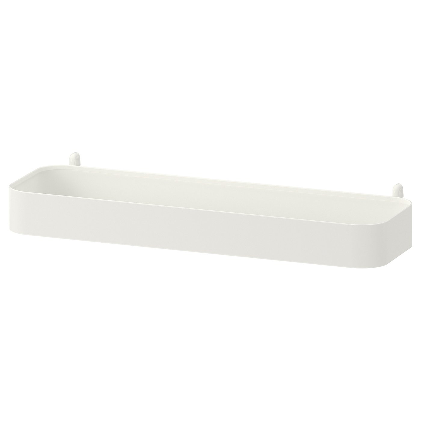 White SKÅDIS wall shelf, rectangular, minimalist design, steel base, epoxy finish.