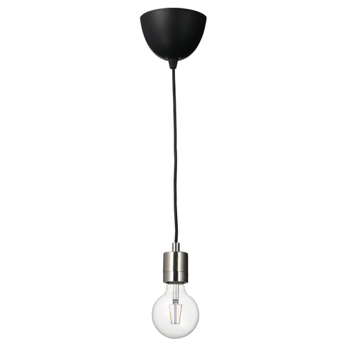 SKAFTET black pendant lamp with led bulb, modern design.