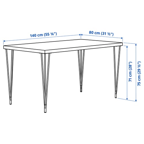 SKÅLSTA Table and 4 chairs, walnut effect hairpin black-grey/Knäbäck dark grey tubular metal/black-grey, 140x80 cm