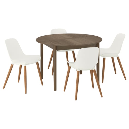 SKANSNÄS / GRÖNSTA Table and 4 chairs, brown beech/in/outdoor white, 115/170 cm