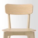 A sleek, light-colored wooden chair with smooth, rounded edges and a generously sized, curved backrest for comfort.