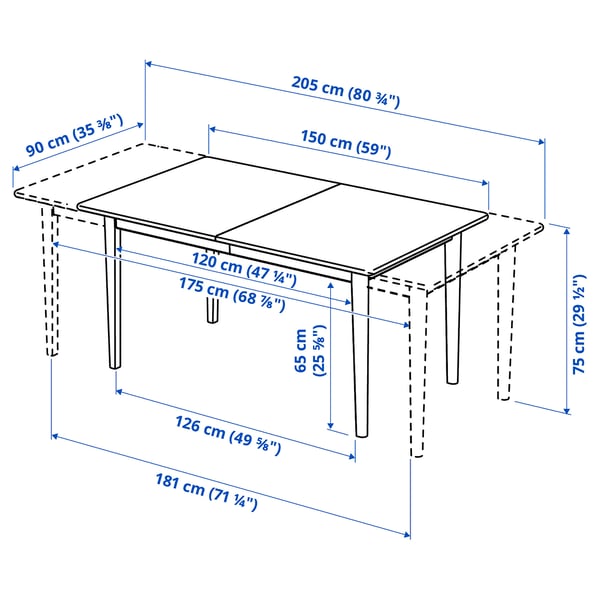 Illustration with measurements for the product: SKANSNÄS.