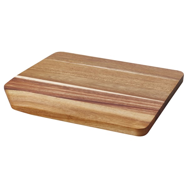 SMÅÄTA: acacia chopping board, light brown, slanted edges.