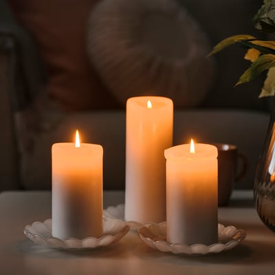 SMÅNÄCKROS Candle dish, white, 14 cm