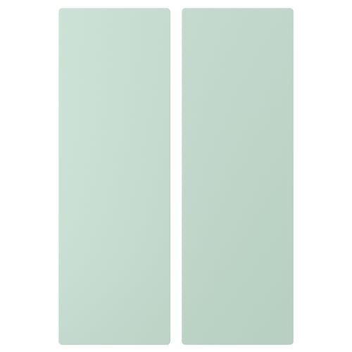 Two vertical light green rectangles side by side, representing SMÅSTAD storage doors.