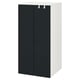 SMÅSTAD wardrobe with blackboard doors, white legs, hooks, and shelves for toddler storage.