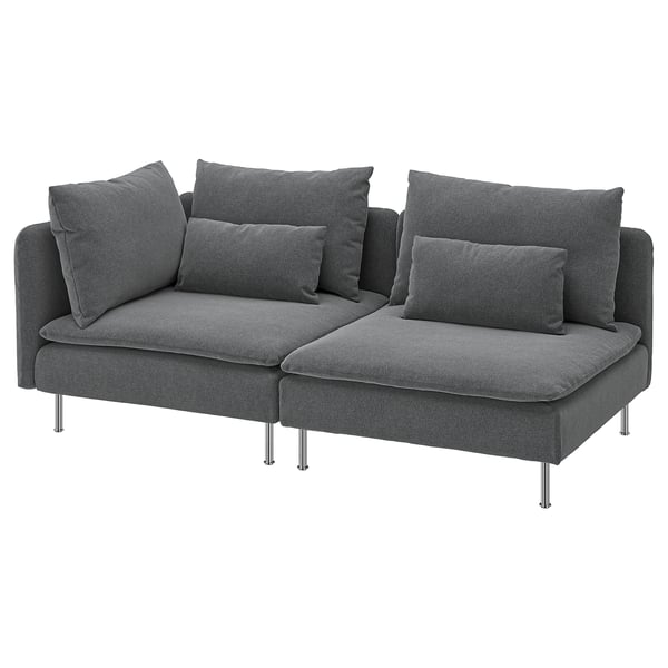 SÖDERHAMN 3-seat sofa, with open end/Johanneshov dark grey