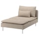 Modern beige SÖDERHAMN chaise longue with sleek metal legs, soft cushions, and neutral fabric, offering a cozy lounging spot.