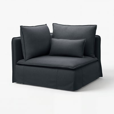 Modern grey SÖDERHAMN corner chair with cushions, sleek design, cosy upholstery.