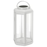 SOLVINDEN: white solar lantern, abs plastic, stainless steel, clear glass, carry handle.