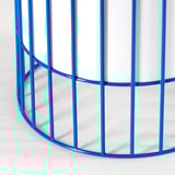 Blue metal cage structure, part of SOLVINDEN solar lamp, sleek and well-constructed.