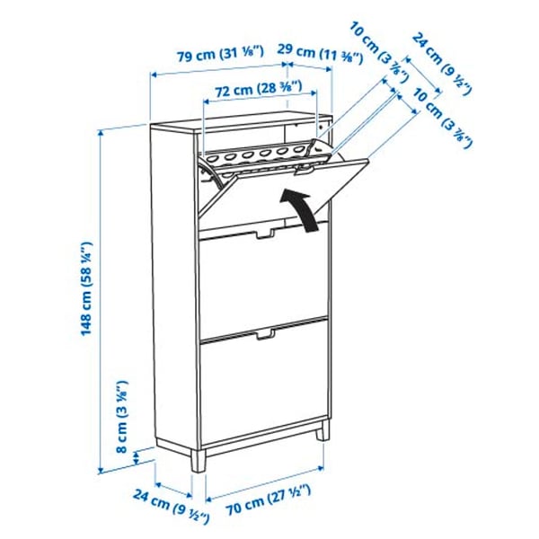 Illustration with measurements for the product: STÄLL.