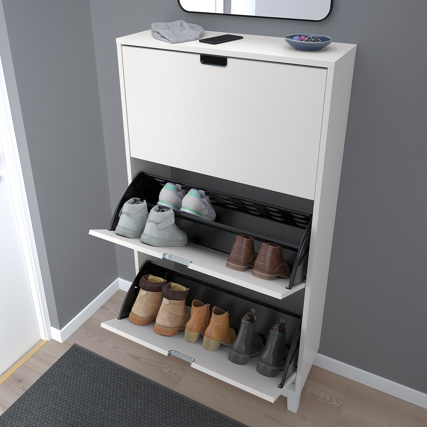 STÄLL shoe cabinet with compartments, white, 79x29x148 cm IKEA