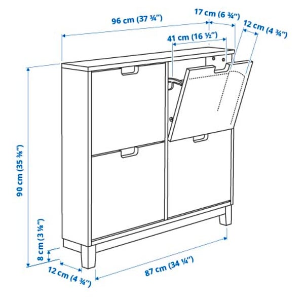 Illustration with measurements for the product: STÄLL.