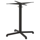 Black metal table stand with three prongs, middle hook holder, sleek modern design.