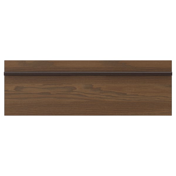 STENSTA dark brown ash veneer kitchen cabinet panel with wide, solid wooden handle.