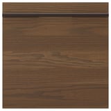 A dark brown wooden drawer front from the STENSTA series, featuring a natural wood grain pattern and sleek, horizontal handles.