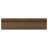 Dark brown stained ash veneer kitchen cabinet panel with a long, solid wooden handle stretching across the width.