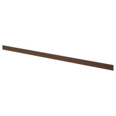 Dark brown ash veneer plinth for kitchen, rectangular shape with linear grain pattern design.