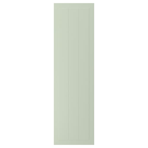 STENSUND door in green with grooved design, rectangular, made of fiberboard.