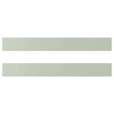 Two green rectangular panels with grooves. STENSUND brand, 25-yr guarantee. Made of fibreboard with lacquered finish.