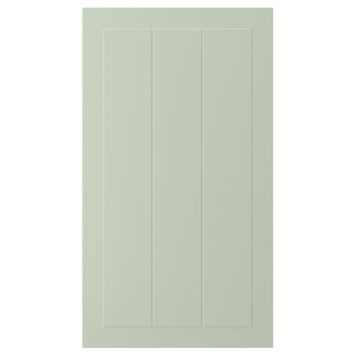 This image shows a green STENSUND cabinet door with vertical panels. Rectangle-shaped, simple design.