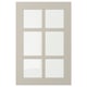 Beige STENSUND cabinet with glass panels, rectangular, fiberboard and tempered glass.