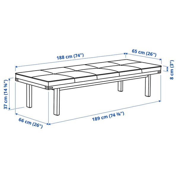 Illustration with measurements for the product: STOCKHOLM 2025.