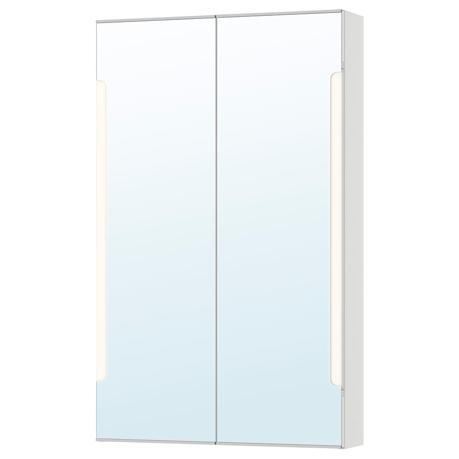 STORJORM mirror cab 2 door/builtin lighting, white, 60x14x96 cm IKEA