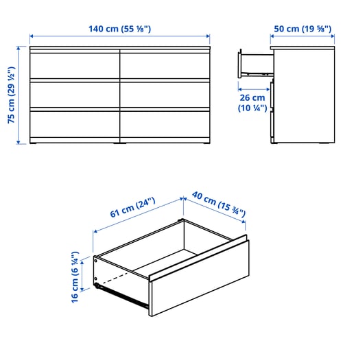 Illustration with measurements for the product: STORKLINTA.